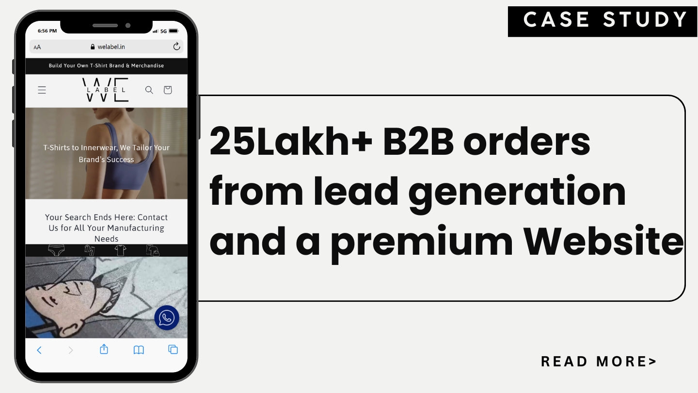 WeLabel got 25Lakh+ B2B orders from lead generation and a premium Website